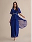 abordables Combinaisons-Sequin Embroidered Chiffon Flare Sleeve V Neck Jumpsuit