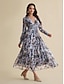 billige Print Dresses-Floral Chiffon V Neck Maxi Dress