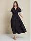 abordables Vestidos casuales-Women&#039;s Elegant Black Maxi Dress