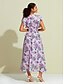 abordables Print Dresses-Flutter Sleeve V Neck Chiffon Maxi Dress