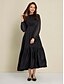 economico Abiti da festa-Satin Chiffon Asymmetric Long Sleeve Maxi Dress