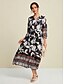 cheap Print Dresses-Floral V Neck Casual Maxi Dress