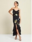 preiswerte Silvester Kleider-Floral Chiffon Ruffle Hem Sleeveless Maxi Dress