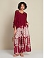 baratos Pants-Folk Print Wide Leg Pants