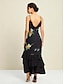 economico Abiti da festa-Floral Chiffon Ruffle Hem Sleeveless Maxi Dress