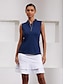 cheap Women&#039;s Clothing-Navy Rose Sleeveless Polo Shirt