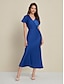 abordables Robes Soirée-Satin Trumpet Midi Dress Backless Short Sleeve