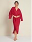 cheap Casual Dresses-Linen Long Sleeve V Neck Midi Party Dress