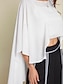 cheap Two Piece Sets-Chiffon Irregular Hem Blouse &amp; Satin Contrasting Binding Process Two Piece Set