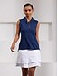 cheap Women&#039;s Clothing-Navy Rose Sleeveless Polo Shirt