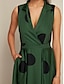 baratos Print Dresses-Polka Dot Satin V Neck Sleeveless Maxi Dress