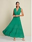 preiswerte Casual Kleider-Ruched Deep V Neck Chiffon Maxi Dress