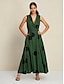 billige Print Dresses-Polka Dot Satin Sleeveless Maxi Dress