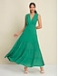 preiswerte Casual Kleider-Chiffon Ruched Deep V Neck Maxi Dress