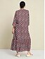 billige Print Dresses-Geometric Satin V Neck Maxi Dress