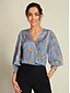 preiswerte Blouses-Satin Puff Sleeve Cross Front Blouse