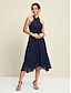 baratos Vestidos de Renda-Chiffon Lace Up Tie Knot Party Midi Dress