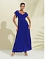 economico Vestiti casual-Chiffon Pleated V Neck Short Sleeve Maxi Dress