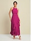 billige Kjoler til nyttårsaften-Chiffon Ruffle Sleeveless Maxi Dress