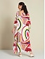 preiswerte Print Dresses-Geometric Satin Raglan Sleeve Maxi Kaftan