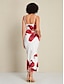 abordables Print Dresses-Knit Floral Sleeveless Deep U Midi Dress