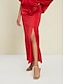 abordables ensembles de deux pièces-Floral Satin Slash Neck Juliet Sleeve Wide Leg Set