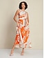 abordables Print Dresses-Satin Floral Sleeveless High Neck Maxi Dress