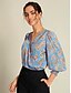 abordables Blouses-Satin Puff Sleeve Cross Blouse