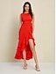 cheap Party Dresses-Chiffon Ruffle Hem Orange Red Sleeveless Party Maxi Dress