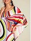 cheap Print Dresses-Satin Geometric Raglan Sleeve Color Block Kaftan Maxi Dress