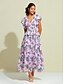 cheap Print Dresses-Flutter Sleeve Chiffon Maxi Dress