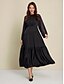 economico Abiti da festa-Satin Chiffon Asymmetric Long Sleeve Maxi Dress