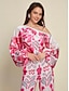 billige Blouses-Silk Satin Floral Lantern Sleeve Blouse