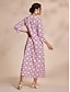 abordables Print Dresses-Floral Print Notched Collar Maxi Dress