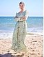 billige Print Dresses-Brand Tie Back Floral Satin Puff Sleeve V Neck Maxi Dress