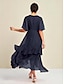 abordables Robes Soirée-Chiffon Ruffle Sleeve Mismatched Maxi Dress