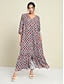 billige Print Dresses-Geometric Satin V Neck Maxi Dress