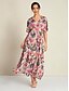 abordables Print Dresses-Rayon Floral V Neck Maxi Dress