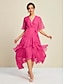 preiswerte Silvester Kleider-Ruffle Sleeve Chiffon Maxi Dress