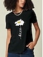 baratos T-shirts-Casual Feminino Camisa de Algodão com Manga Curta