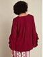 abordables Blouses-Flare Cuff Ruffle Crew Neck Blouse