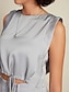 abordables Tank Tops &amp; Camis-Satin Drawstring Sleeveless Tank