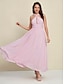 abordables Vestidos casuales-Chiffon Halter Sleeveless Midi Dress