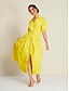 billige Afslappede kjoler-Cotton Belted Hem Button Maxi Shirt Dress