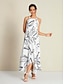 billige Print Dresses-Brand Cross Back Halter Maxi Dress