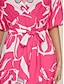 baratos Print Dresses-Satin Floral V Neck Short Sleeve Maxi Dress