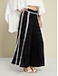 abordables Pants-Contrasting Satin Binding Wide Leg Culottes