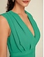 abordables Vestidos casuales-Ruched Chiffon Deep V Sleeveless Maxi Dress