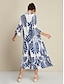 abordables Print Dresses-Folk Print Chiffon V Wire Maxi Dress