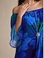 billige Print Dresses-Royal Blue Floral Chiffon Maxi Dress